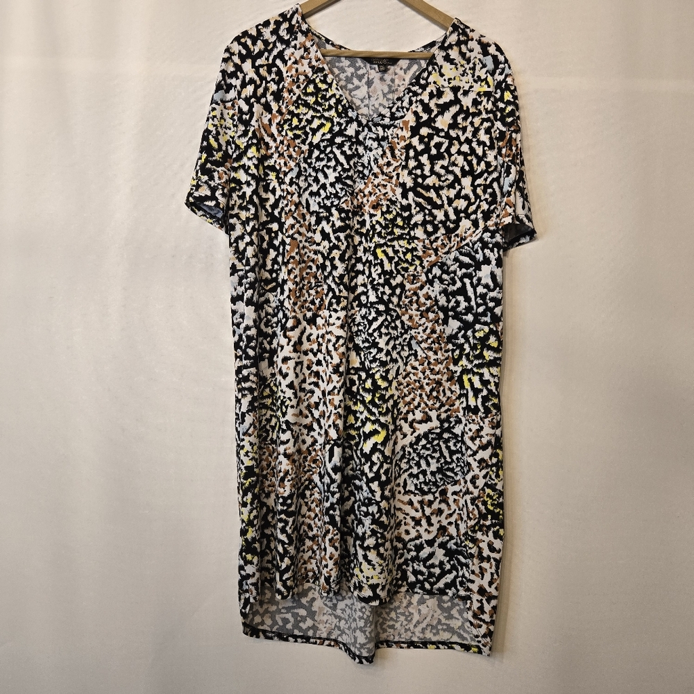 Christian Siriano Women's Size XXL V-neck short sleeve drapey print dress
